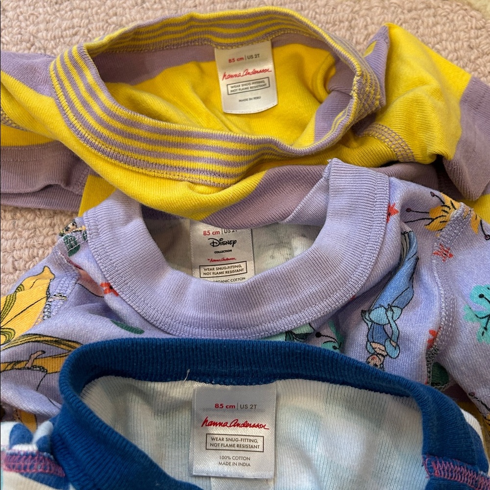 Hanna Andersson Pajama Sets- Disney Princess, Purple/Yellow Stripes, Checkered - Picture 5 of 6